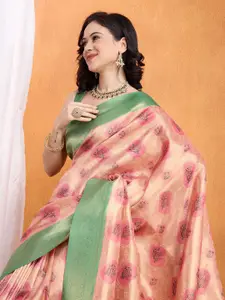 Mitera Floral Woven Design Zari Pure Silk Banarasi Saree