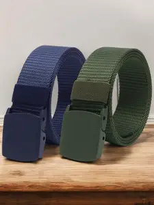 Provogue Men Pack Of 2 Textured Slider Buckle Belt