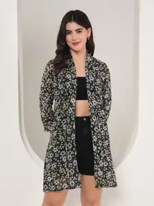 BAESD Floral Printed Longline Open Front Shrug