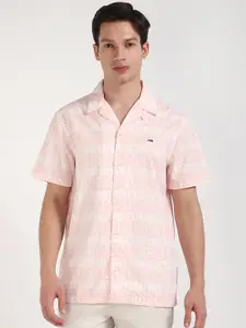 Tommy Hilfiger Men Cuban Collar Floral Printed Cotton Casual Shirt