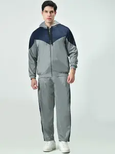 BAESD Men Colourblocked Hooded Mid Rise Tracksuit