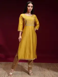 Vishudh Women Embroidered Regular Straight Kurta