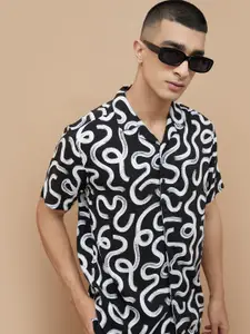 Fame Forever by Lifestyle Men Cuban Collar Geometric Printed Casual Shirt