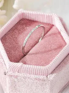 StyleCast Elegant Silver-Toned Stone-Studded Adjustable Finger Ring