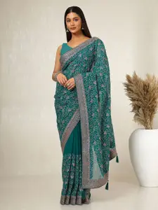 Soch Embellished Beads and Stones Poly Georgette Saree