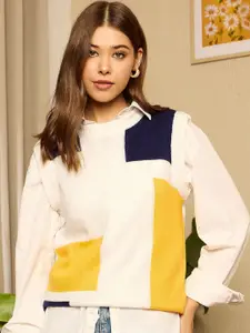 Berrylush Women Colourblocked Sleeveless Sweater Vest