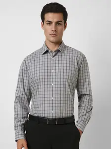 Van Heusen Men Spread Collar Gingham Checked Cotton Formal Shirt