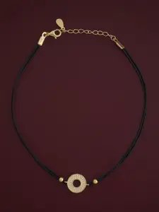 Kushal's Fashion Jewellery Sterling Silver Gold-Plated Stone Studded Anklet