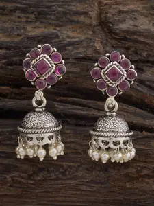 Kushal's Fashion Jewellery 92.5  Silver-Plated Dome Shaped  Jhumkas Earrings