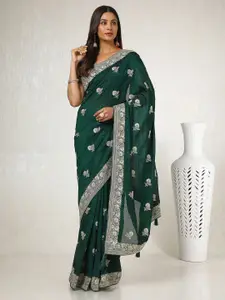 Soch Floral Beads and Stones Silk Blend Tussar Saree