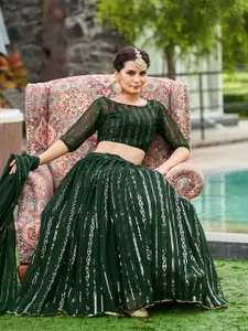 KALINI Embroidered Thread Work Semi-Stitched Lehenga & Unstitched Blouse With Dupatta