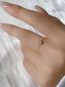 StyleCast Elegant Gold-Toned Stone-Studded Finger Ring