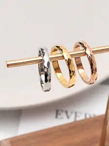 StyleCast Elegant Set Of 3 Textured Finger Rings