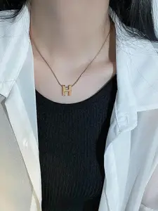 StyleCast Stylish Silver-Toned H Letter Pendant Chain
