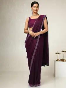Soch Floral Beads and Stones Pure Chiffon Saree