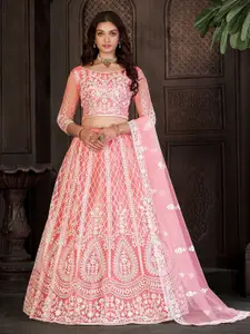 KALINI Embroidered Thread Work Semi-Stitched Lehenga & Unstitched Blouse With Dupatta