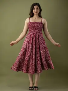 MERAAKI FASHION Women Printed Fit & Flare Midi Dress