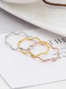 StyleCast Gold-Toned Set Of 3 Elegant Adjustable Finger Rings