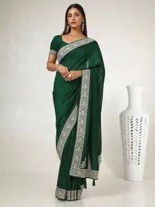 Soch Floral Beads and Stones Silk Blend Tussar Saree