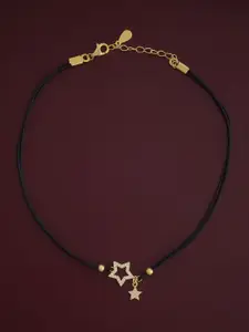 Kushal's Fashion Jewellery Sterling Silver Gold-Plated Stone Studded Anklet