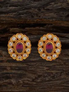 Kushal's Fashion Jewellery Embellished Bridal 925 Gold-Plated Studded Temple Studs