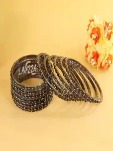 LAVAZZA Set Of 12 Raindrop Glass Crystals & Zircon Beaded Bangles