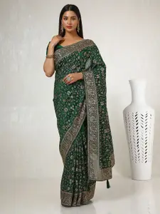 Soch Floral Beads and Stones Silk Blend Tussar Saree