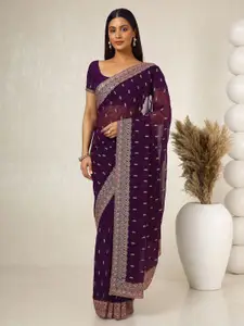 Soch Ethnic Motifs Beads and Stones Poly Georgette Saree