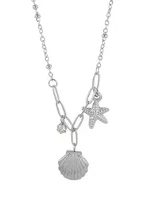 StyleCast Silver-Toned Stone Studded Star Fish Necklace
