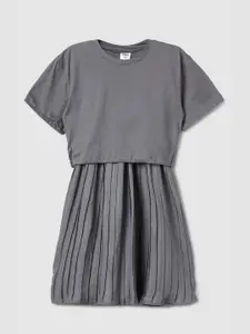 max Girls Cotton Fit & Flare Dress With Top