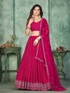 KALINI Sequinned Semi-Stitched Lehenga & Unstitched Blouse With Dupatta