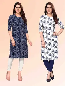 KETAKI FASHION Selection Of 2 Bandhani Printed Round Neck Straight Kurtas
