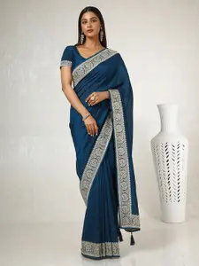 Soch Floral Beads and Stones Silk Blend Tussar Saree
