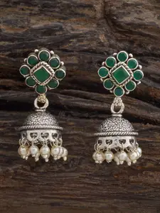 Kushal's Fashion Jewellery 92.5  Silver-Plated Dome Shaped  Jhumkas