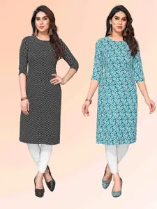 KETAKI FASHION Selection Of 2 Checked Round Neck Straight Kurtas