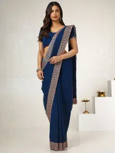 Soch Ethnic Motifs Beads and Stones Poly Georgette Saree