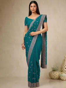 Soch Ethnic Motifs Beads and Stones Poly Georgette Saree