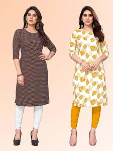 KETAKI FASHION Selection Of 2 Checked Round Neck Straight Kurtas
