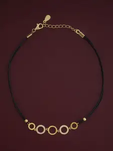 Kushal's Fashion Jewellery 92.5 Pure Silver Gold-Plated Stone Studded Anklet