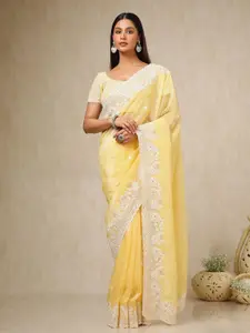 Soch Ethnic Motifs Sequinned Organza Saree