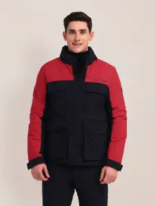 U.S. Polo Assn. Men Hooded Colourblocked Casual Tailored Jacket