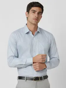 Van Heusen Men Slim Fit Spread Collar Micro Checked Cotton Formal Shirt