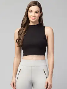 Trend Level Women Cotton High Neck Sleeveless Crop Top