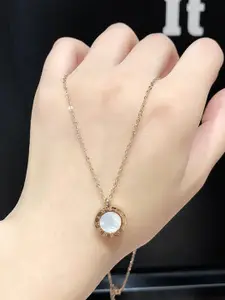 StyleCast Gold-Toned German Silver Stone Studded Pendant