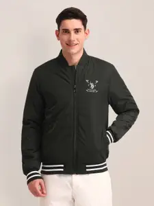 U.S. Polo Assn. Men Stand Collar Solid Casual Bomber Jacket