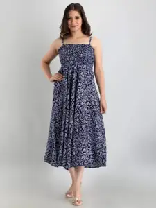 MERAAKI FASHION Women Floral Printed Smocked Fit & Flare Dress