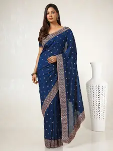 Soch Floral Beads and Stones Silk Blend Tussar Saree