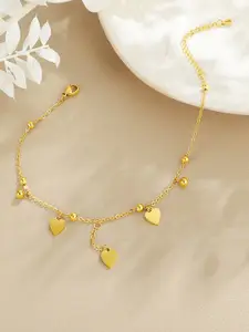 StyleCast Gold-Toned Elegant Heart Shaped Anklet