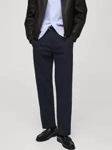 MANGO MAN Men Mid-Rise Drawstring Detail Regular Fit Trousers