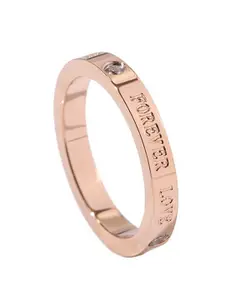 StyleCast Elegant Rose Gold-Toned Textured Band Ring